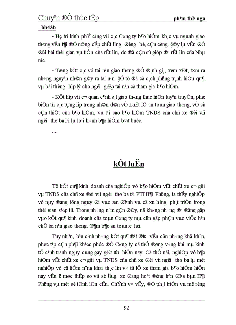 image for page Tình hình triển khai bảo hiểm vật chất xe cơ giới và TNDS của chủ xe đối với người thứ ba tại PTI Hải Phòng 1