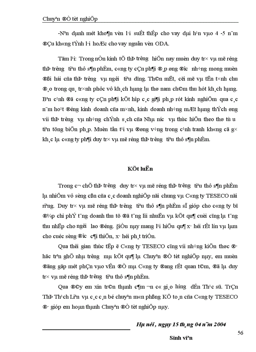 image for page Những biện pháp cơ bản góp phần duy trì và mở rộng thị trường tiêu thụ sản phẩm ở Công ty TNHH TESECO