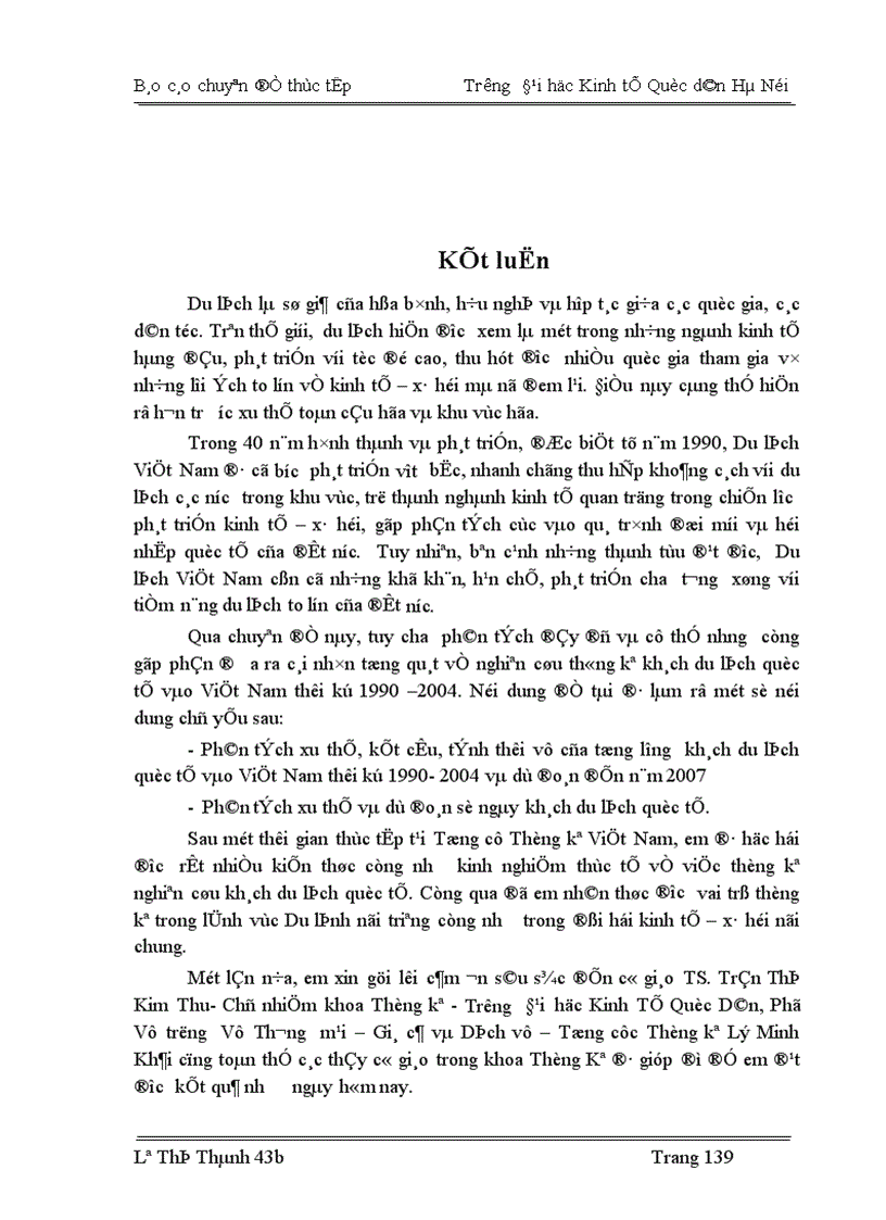 image for page Nghiên cứu thống kê khách du lịch quốc tế vào Việt Nam thời kỳ 1990 2004 và dự đoán đến năm 2007