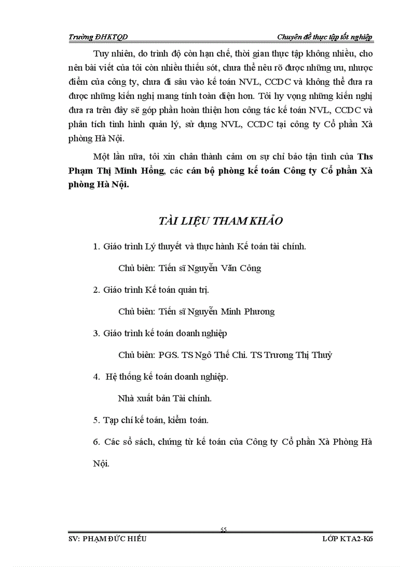 image for page Hoàn thiện công tác kế toán NVL và CCDC với việc phân tích tình hình quản lý sử dụng NVL CCDC tại công ty Cổ phần Xà phòng Hà Nội 1