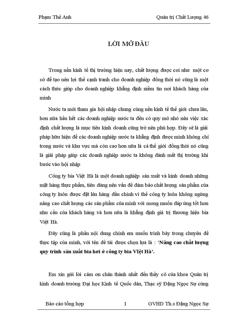 image for page Nâng cao chất lượng quy trình sản xuất bia hơi ở công ty bia VIệt Hà 1