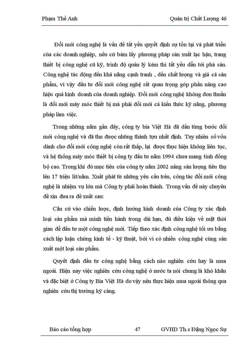 image for page Nâng cao chất lượng quy trình sản xuất bia hơi ở công ty bia VIệt Hà 1