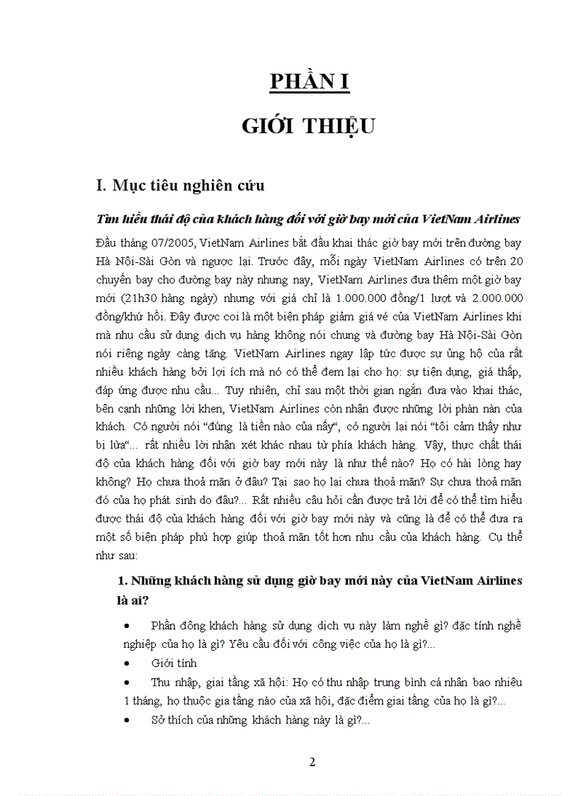 image for page Nghiên cứu thái độ của khách hàng đối với giờ bay mới của đường bay Hà Nội Tp Hồ Chí Minh do VietNam Airlines cung cấp