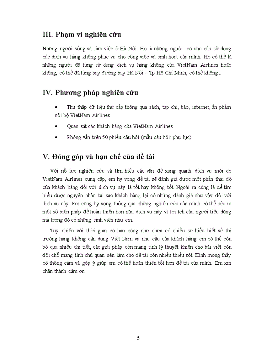 image for page Nghiên cứu thái độ của khách hàng đối với giờ bay mới của đường bay Hà Nội Tp Hồ Chí Minh do VietNam Airlines cung cấp