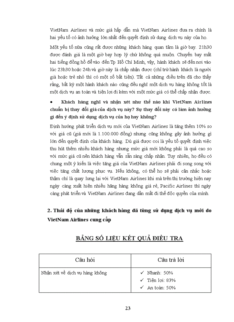 image for page Nghiên cứu thái độ của khách hàng đối với giờ bay mới của đường bay Hà Nội Tp Hồ Chí Minh do VietNam Airlines cung cấp