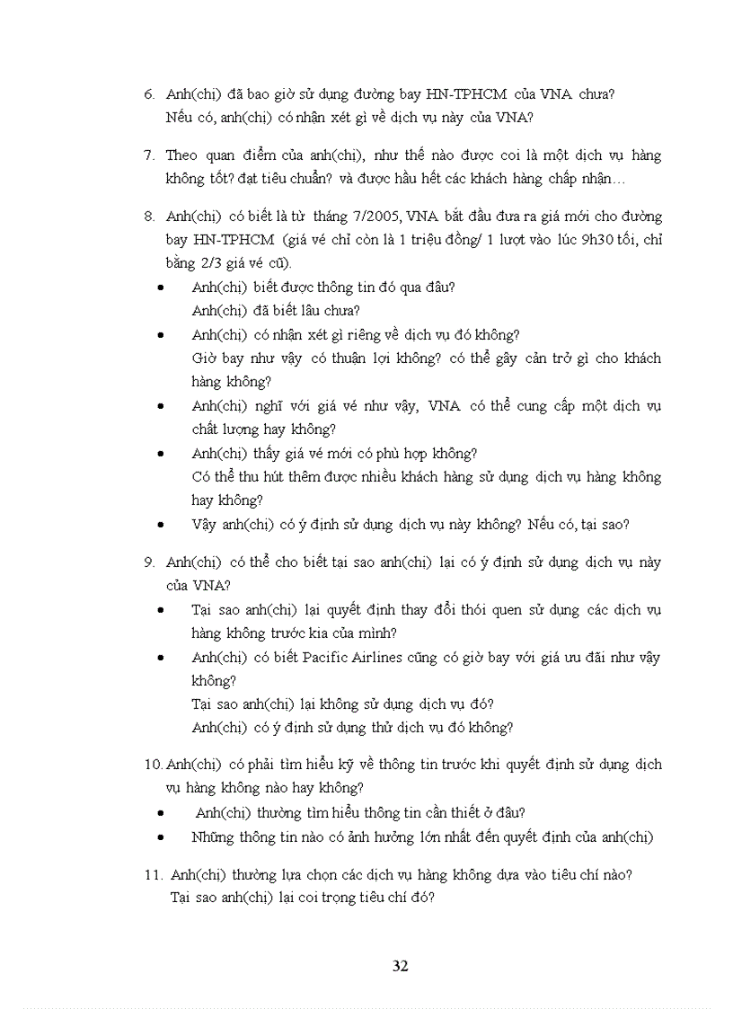 image for page Nghiên cứu thái độ của khách hàng đối với giờ bay mới của đường bay Hà Nội Tp Hồ Chí Minh do VietNam Airlines cung cấp