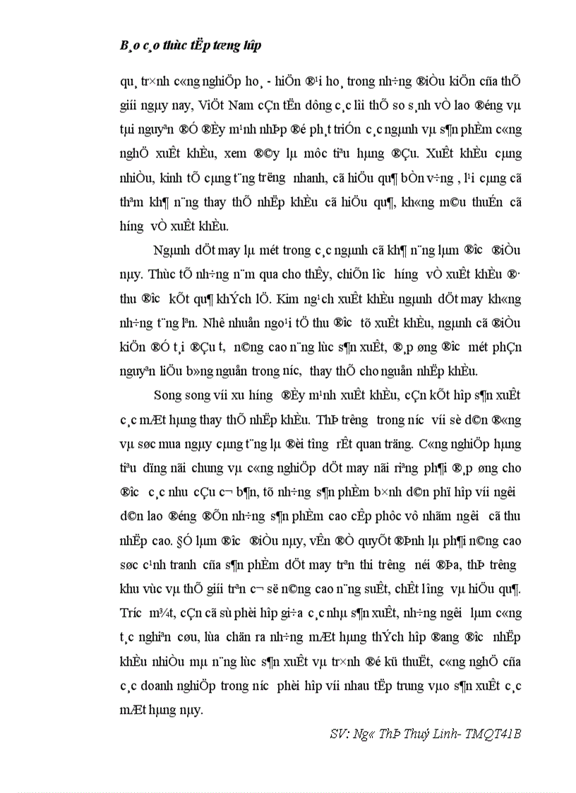 image for page Báo cáo thực tập tổng hợp của Công ty Dệt May Hà Nội 1