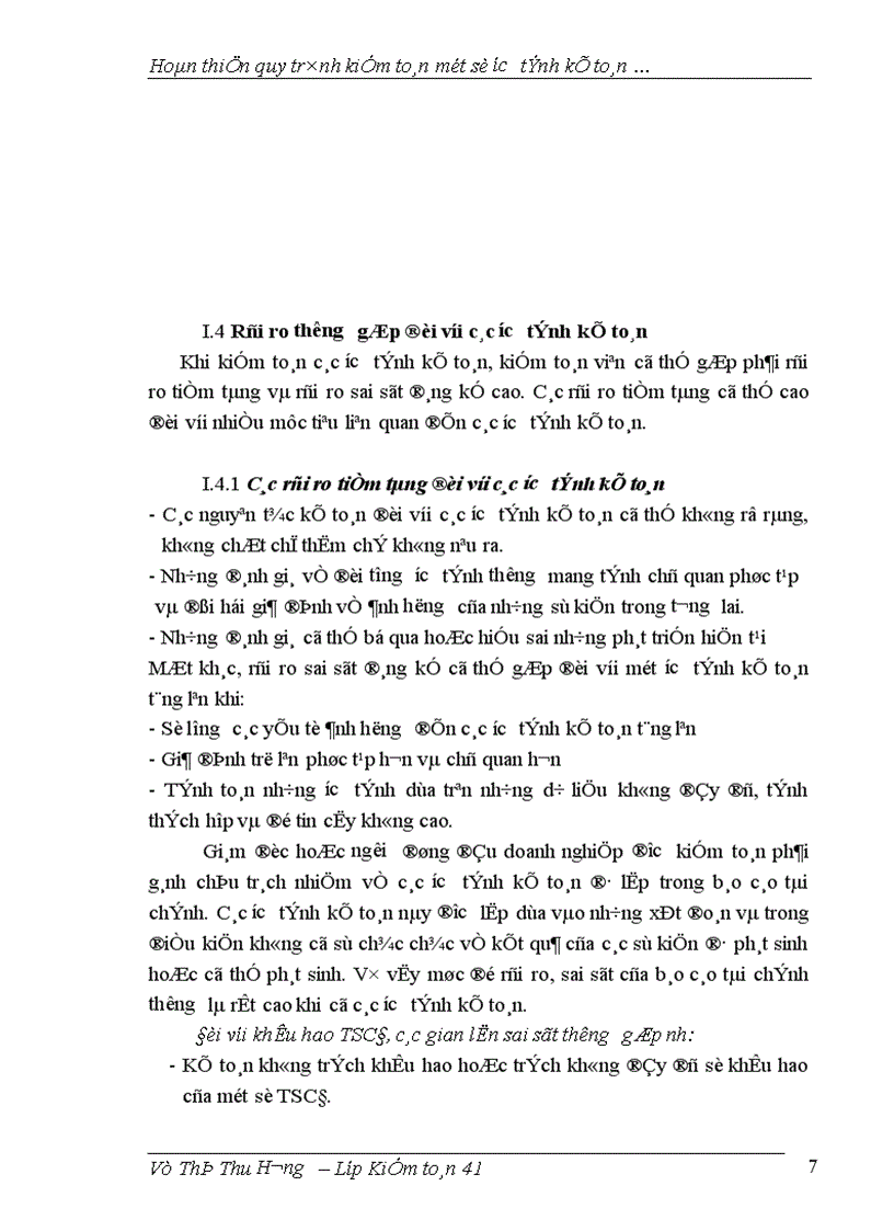 image for page Hoàn thiện qui trình kiểm toán một số ước tính kế toán trong kiểm toán báo cáo tài chính taị công ty AASC 1