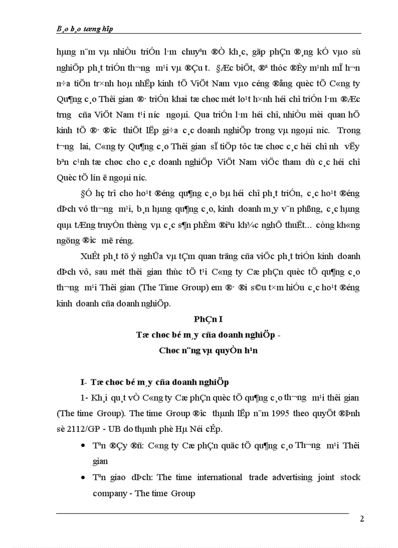 image for page Môi trường và hoạt động kinh doanh của The time goup