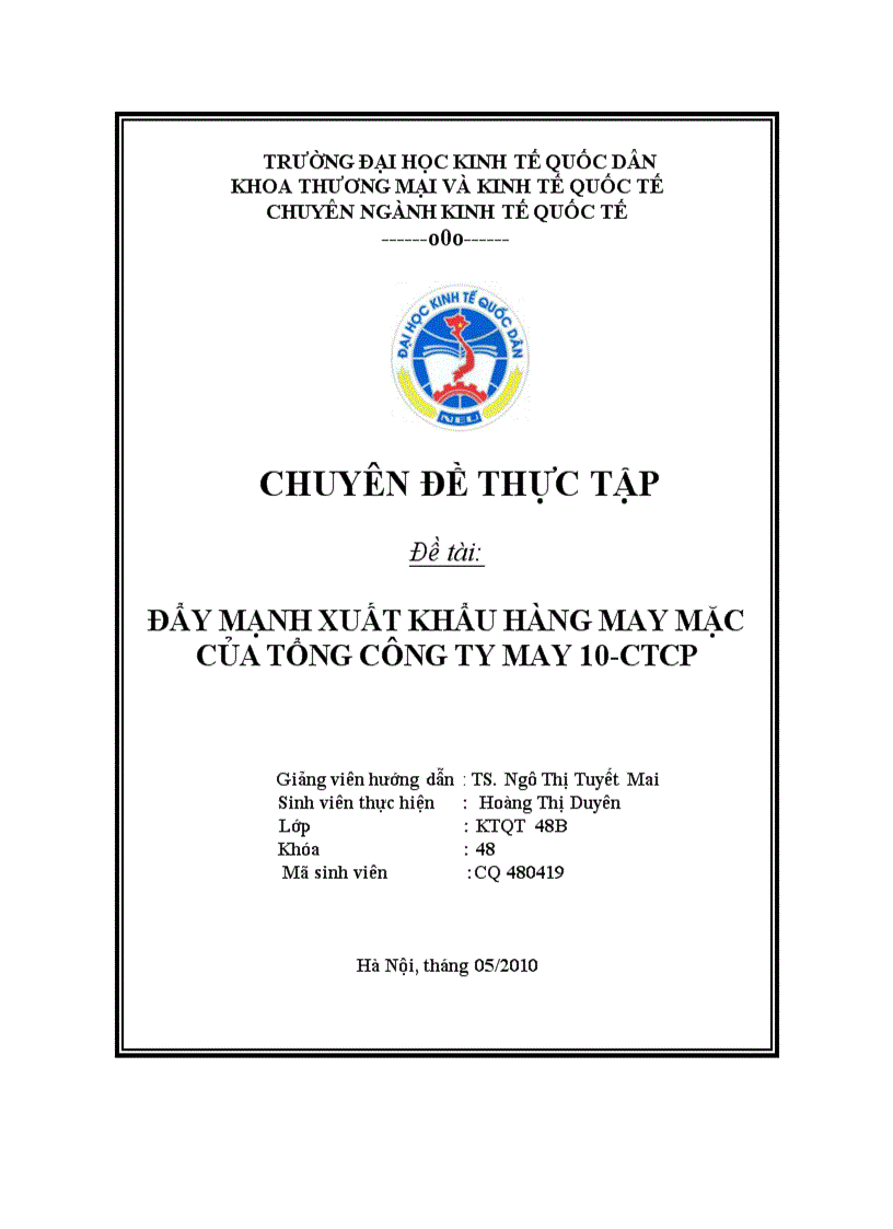 image for page Đẩy mạnh xuất khẩu hàng may mặc của Tổng Công ty May 10 CTCP