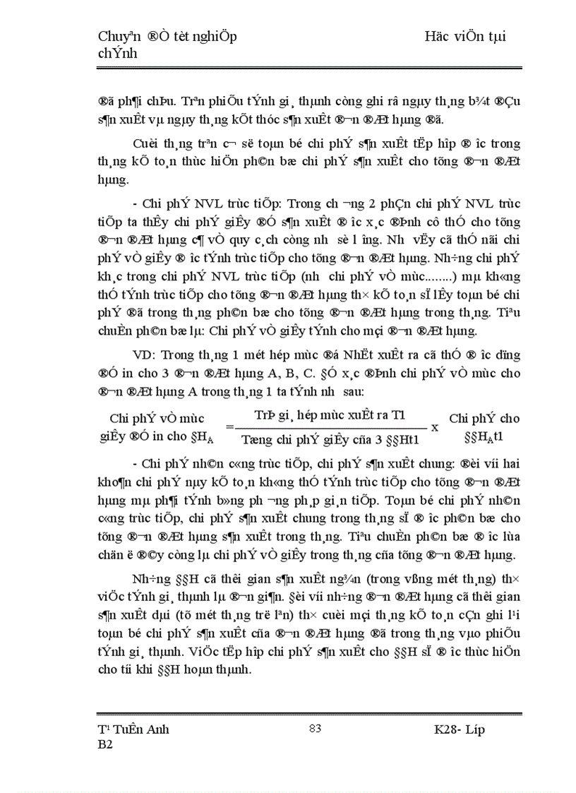image for page Kế toán tập hợp chi phí sản xuất và tính giá thành ở Xí nghiệp in 15 1