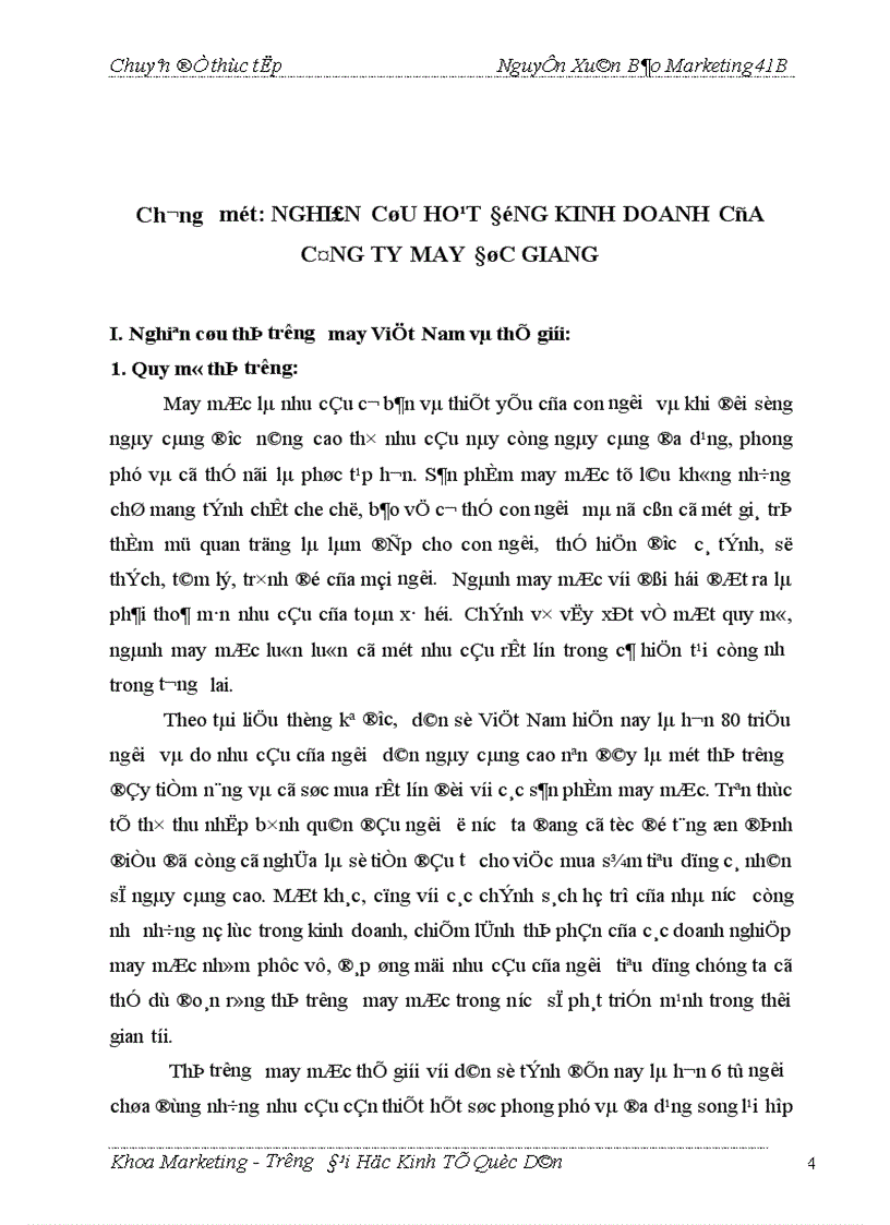 image for page Thực trạng và giải pháp marketing để đẩy mạnh tiêu thụ một số sản phẩm chủ yếu ở công ty May Đức Giang 1