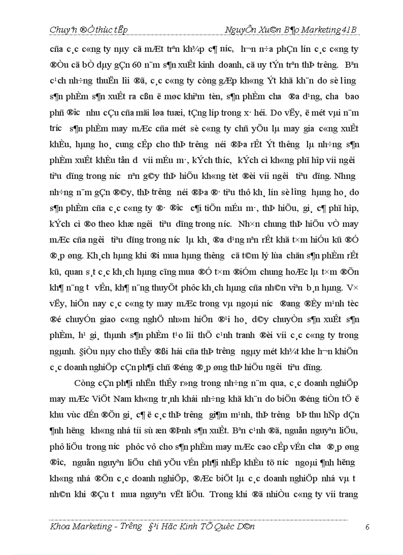 image for page Thực trạng và giải pháp marketing để đẩy mạnh tiêu thụ một số sản phẩm chủ yếu ở công ty May Đức Giang 1