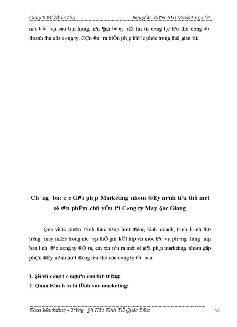 image for page Thực trạng và giải pháp marketing để đẩy mạnh tiêu thụ một số sản phẩm chủ yếu ở công ty May Đức Giang 1