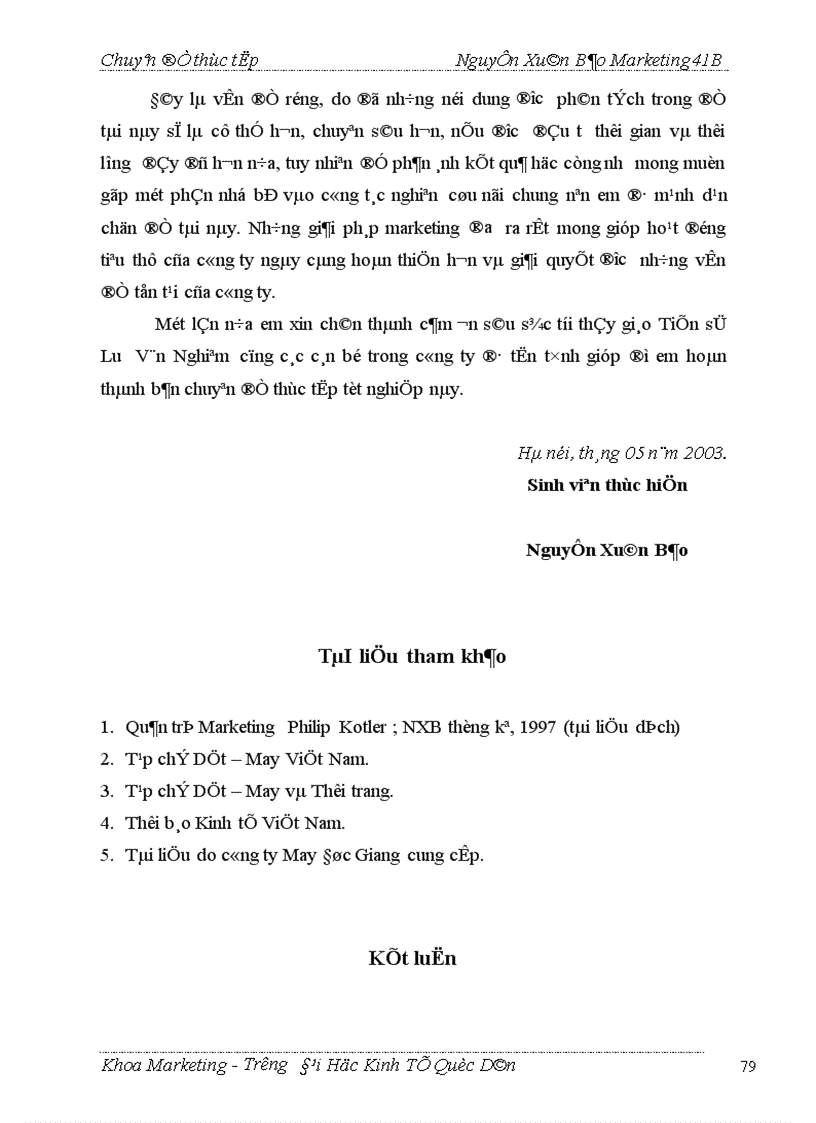 image for page Thực trạng và giải pháp marketing để đẩy mạnh tiêu thụ một số sản phẩm chủ yếu ở công ty May Đức Giang 1