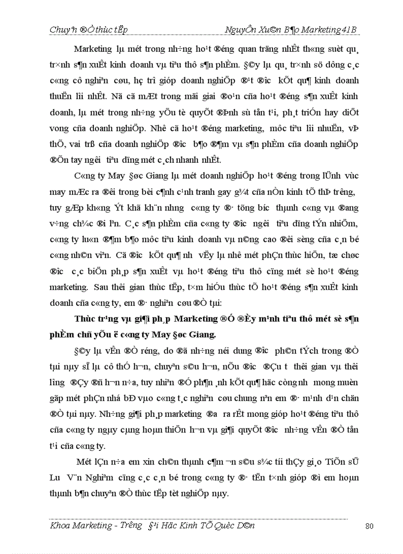 image for page Thực trạng và giải pháp marketing để đẩy mạnh tiêu thụ một số sản phẩm chủ yếu ở công ty May Đức Giang 1