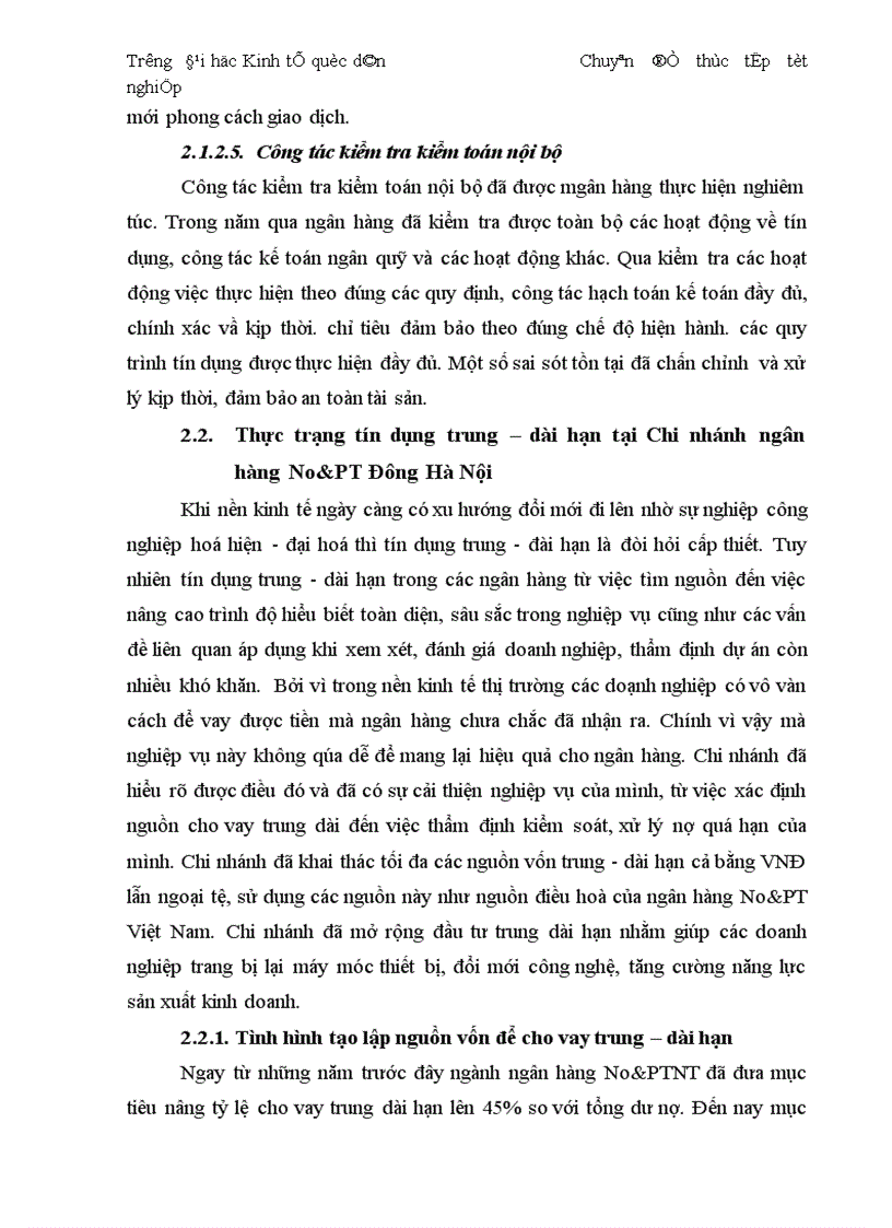 image for page Thực trạng và giải pháp đối với tín dụng trung dài hạn tại chi nhánh Ngân Hàng No PTNT Đông Hà Nội 1