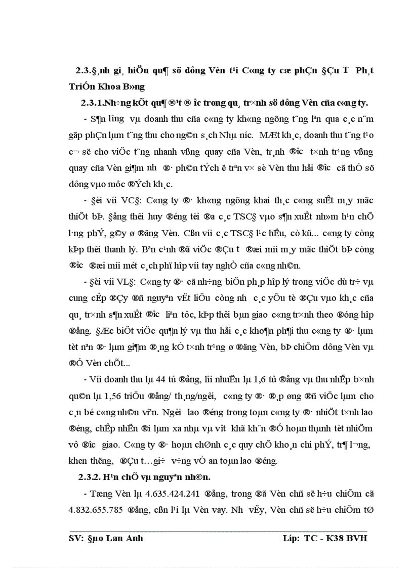 image for page Giải pháp nâng cao hiệu quả sử dụng Vốn tại Công ty cổ phần Đầu Tư Phát Triển Khoa Bằng