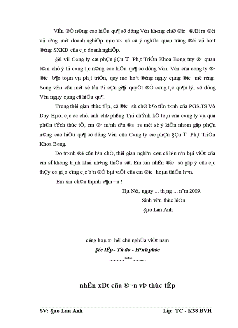 image for page Giải pháp nâng cao hiệu quả sử dụng Vốn tại Công ty cổ phần Đầu Tư Phát Triển Khoa Bằng