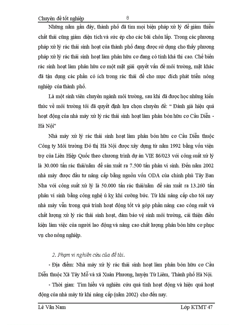 image for page Đánh giá hiệu quả hoạt động của nhà máy xử lý rác thải sinh hoạt làm phân bón hữu cơ Cầu Diễn Hà Nội 1