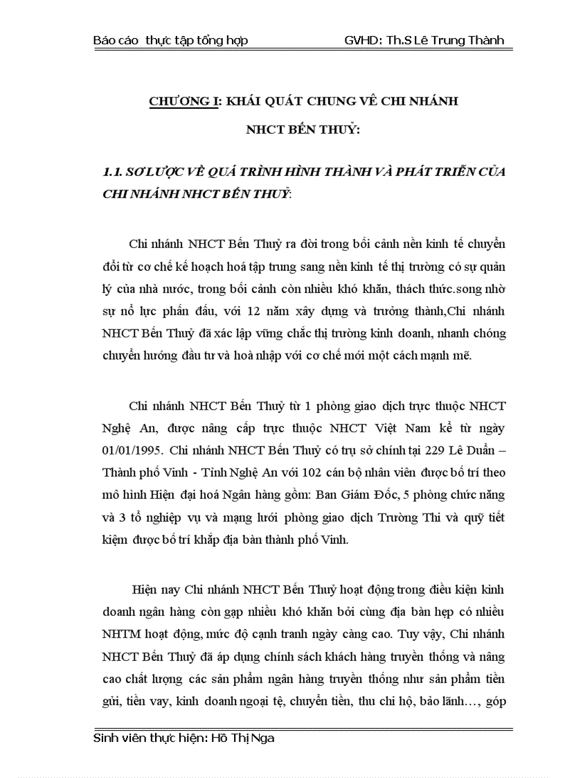 image for page Báo cáo thực tập tổng hợp của Chi nhánh NHCT Bến Thuỷ