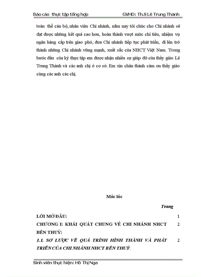 image for page Báo cáo thực tập tổng hợp của Chi nhánh NHCT Bến Thuỷ