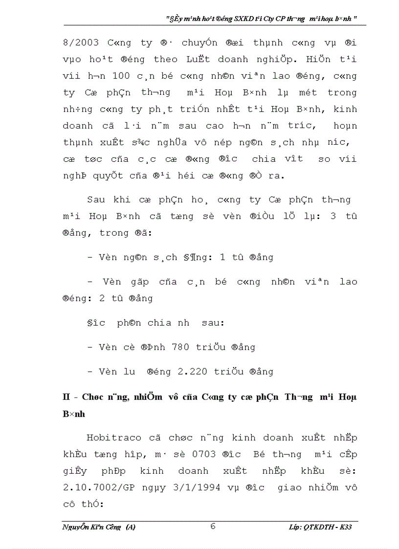 image for page Đẩy mạnh hoạt động sản xuất kinh doanh tại Công cổ phần Thương mại Hoà bình 1
