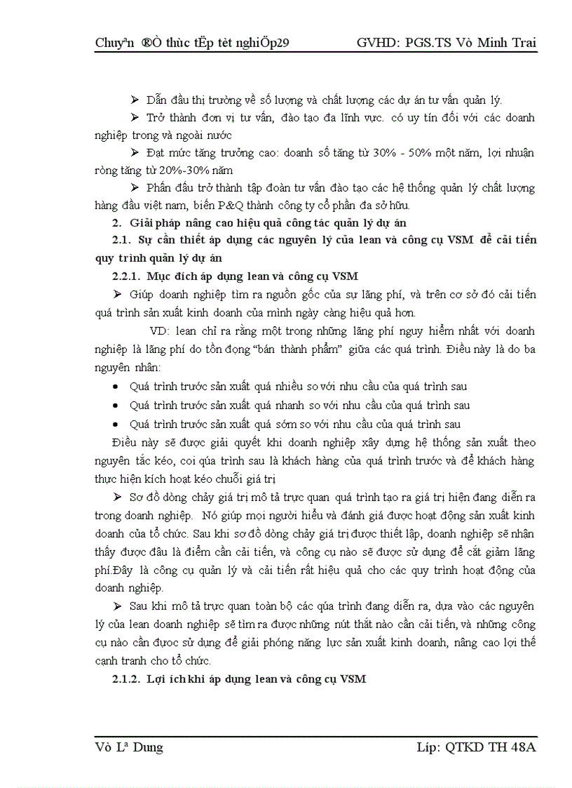 image for page Ứng dụng các nguyên lý của Lean và công cụ VSM để cải tiến quy trình quản lý dự án tại công ty TNHH P Q Solution