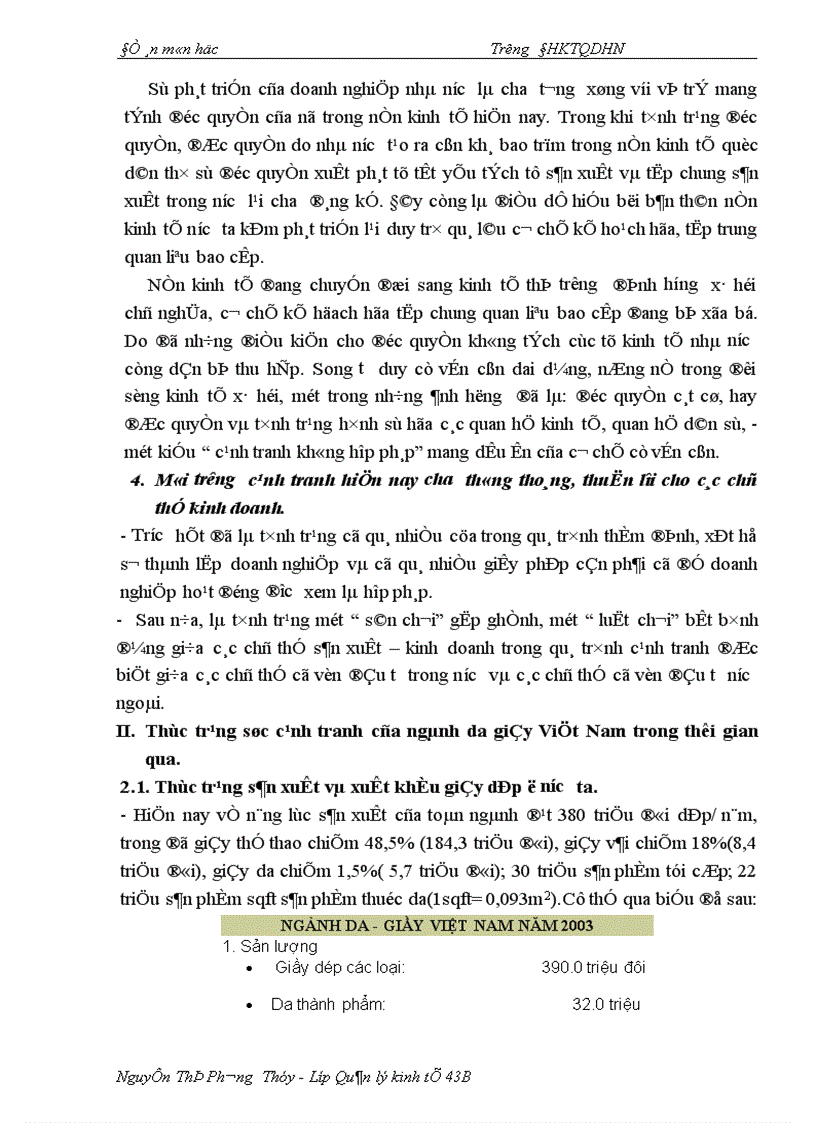 image for page Thực trạng sức cạnh tranh của ngành da giầy trong thời gian qua