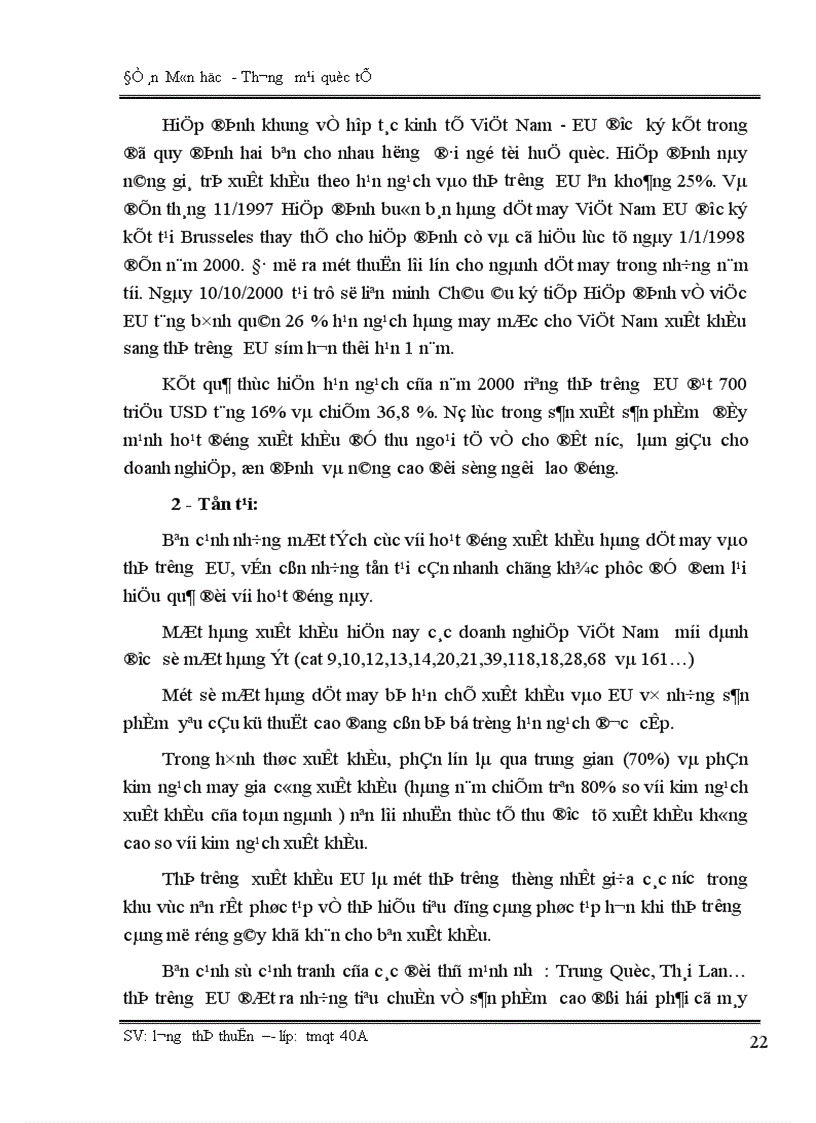 image for page Đẩy mạnh xuất khẩu hàng dệt may Việt Nam sang thị trường EU