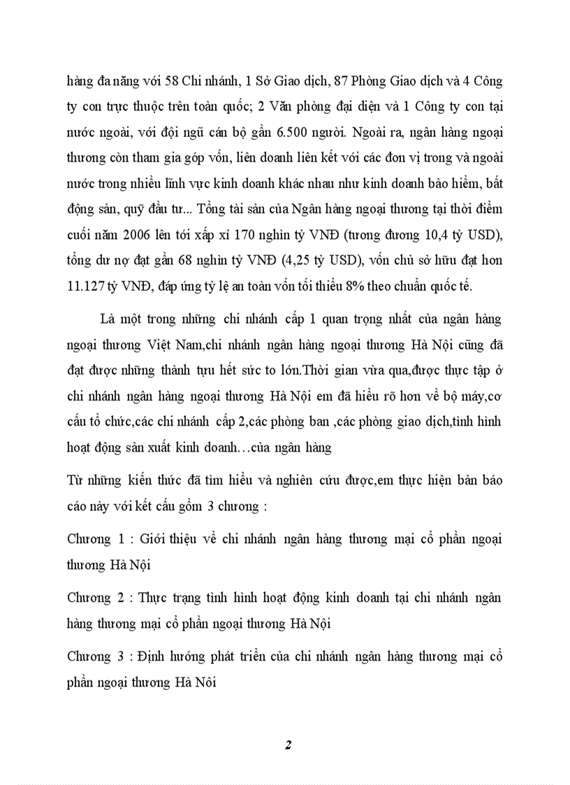 Báo cáo thực tập tổng hợp của ngân hàng thương mại cổ phần ngoại thương Hà Nội