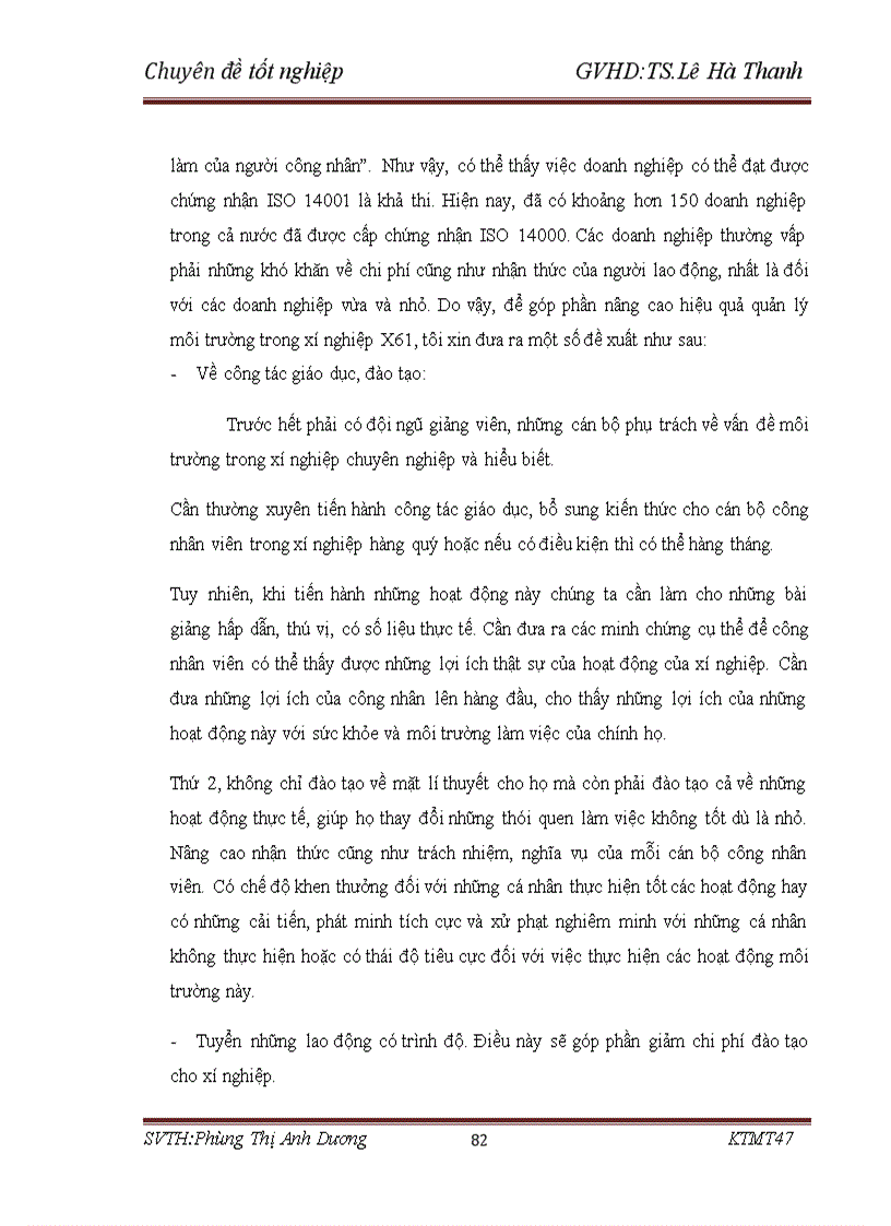 image for page Cơ hội và khả năng áp dụng ISO 14001 tại các doanh nghiệp Việt Nam Trường hợp xí nghiệp X61 Sơn Tây Hà Nội