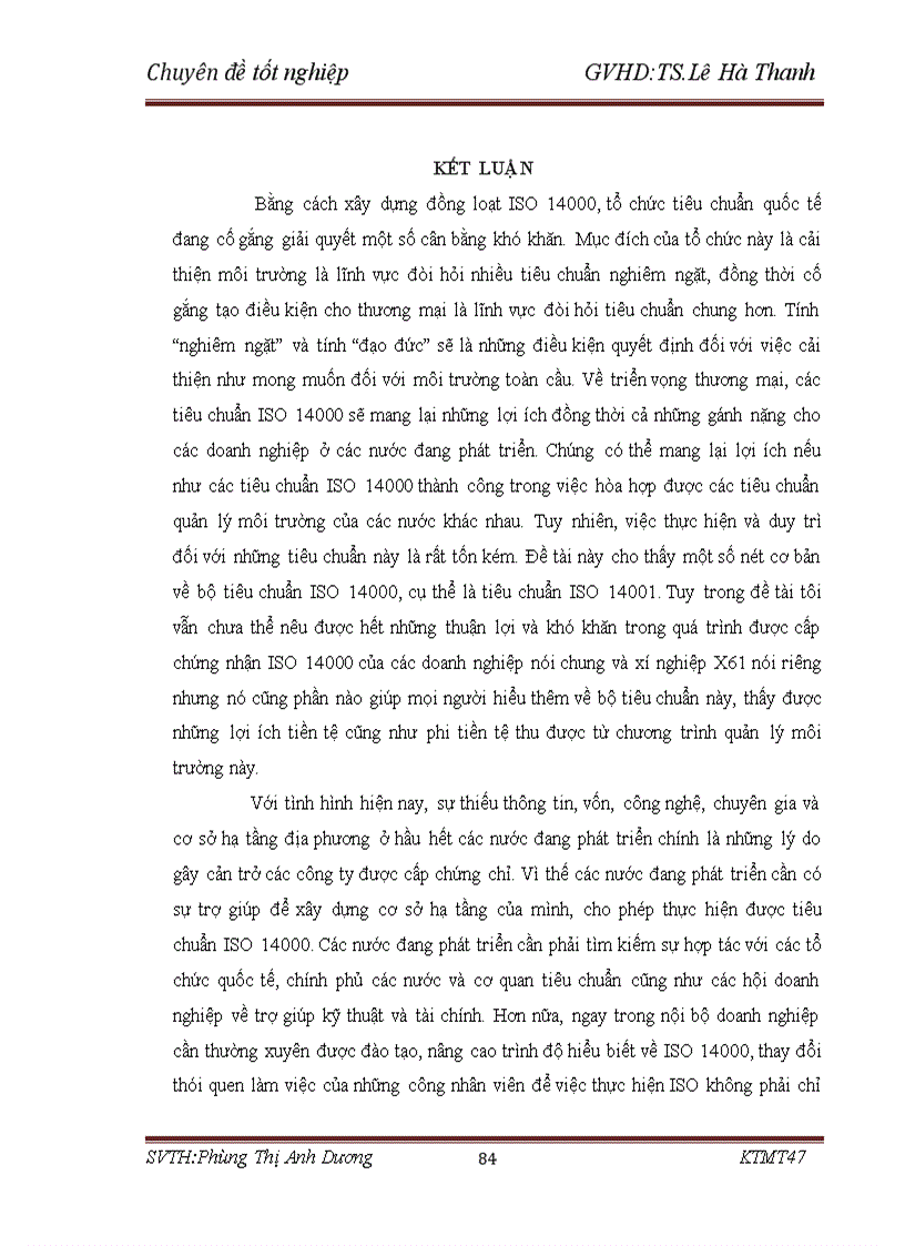 image for page Cơ hội và khả năng áp dụng ISO 14001 tại các doanh nghiệp Việt Nam Trường hợp xí nghiệp X61 Sơn Tây Hà Nội