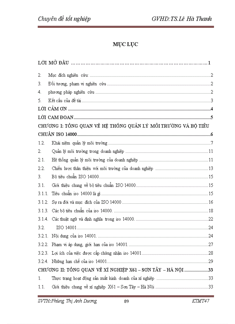 image for page Cơ hội và khả năng áp dụng ISO 14001 tại các doanh nghiệp Việt Nam Trường hợp xí nghiệp X61 Sơn Tây Hà Nội