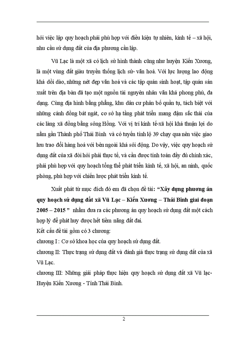image for page Xây dựng phương án quy hoạch sử dụng đất xã Vũ Lạc Kiến Xương Thái Bình giai đoạn 2005 2015
