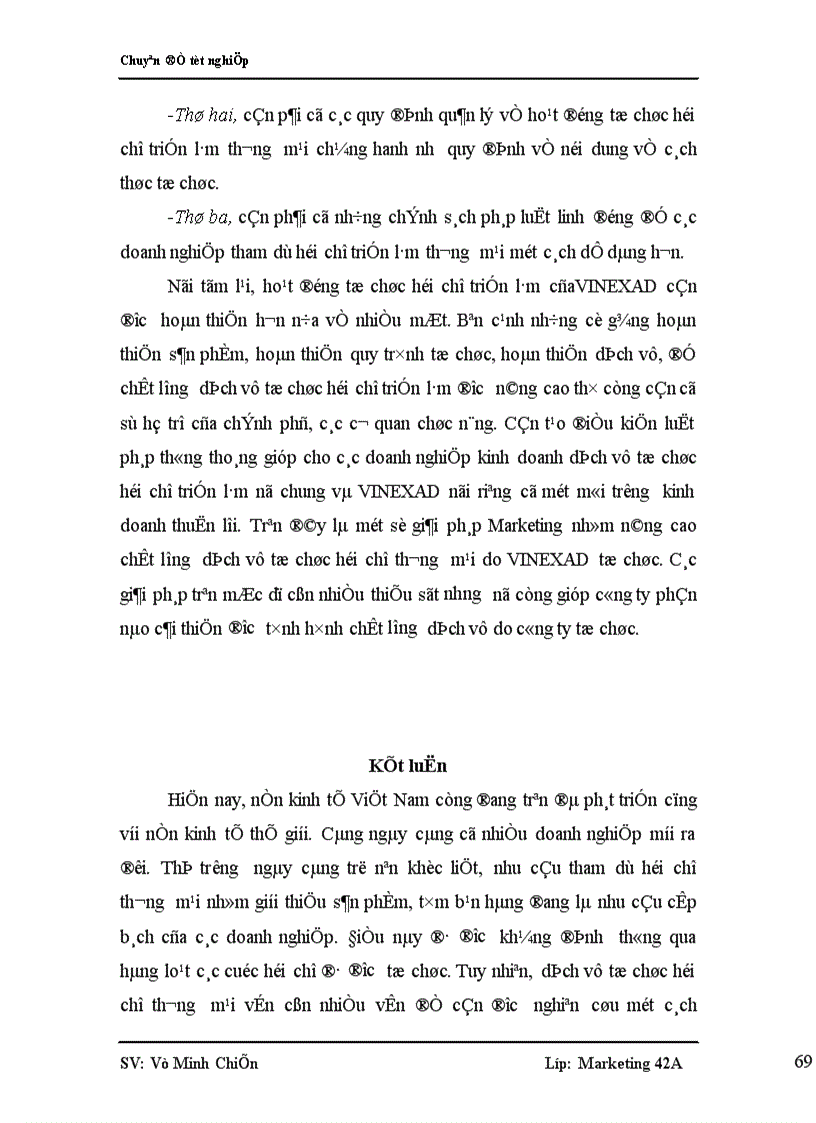 image for page Nghiên cứu nhu cầu tham dự hội chợ thương mại của các doanh nghiệp Việt Nam nhằm nâng cao chất lượng dịch vụ hội chợ thương mại do VINEXAD tổ chức 1