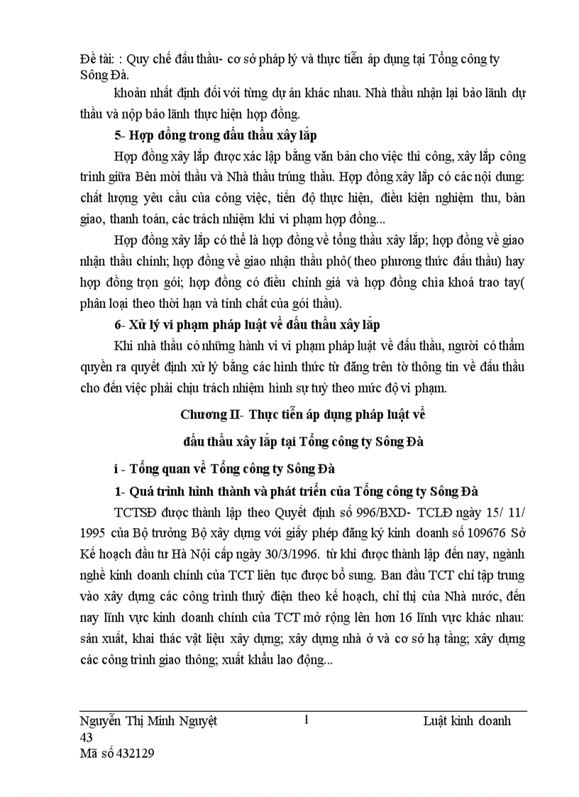 image for page Quy chế đấu thầu cơ sở pháp lý và thực tiễn áp dụng tại Tổng công ty Sông Đà 1