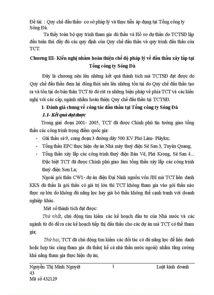 image for page Quy chế đấu thầu cơ sở pháp lý và thực tiễn áp dụng tại Tổng công ty Sông Đà 1