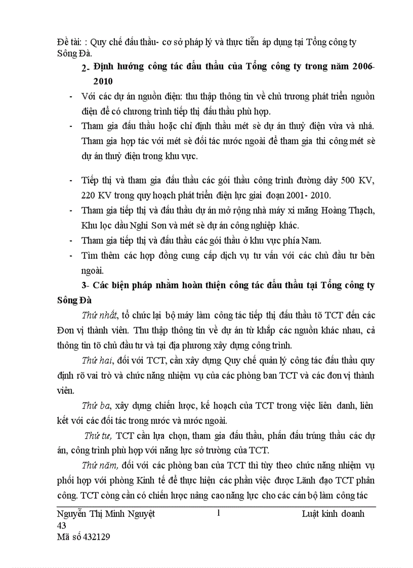 image for page Quy chế đấu thầu cơ sở pháp lý và thực tiễn áp dụng tại Tổng công ty Sông Đà 1