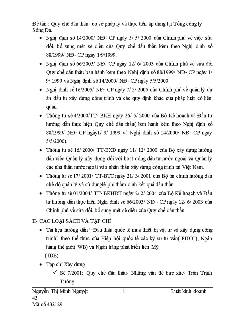 image for page Quy chế đấu thầu cơ sở pháp lý và thực tiễn áp dụng tại Tổng công ty Sông Đà 1