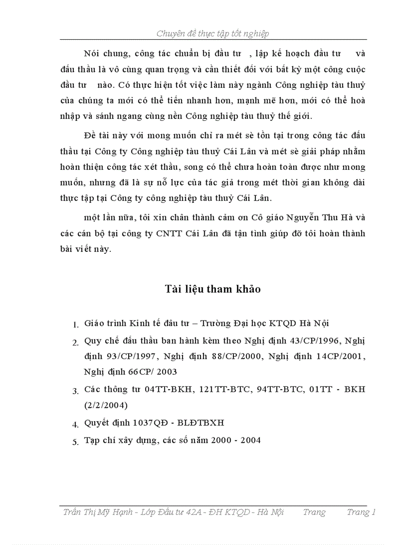 image for page Một số giải pháp góp phần hoàn thiện công tác xét thầu tại Công ty Công nghiệp tàu thuỷ Cái LânMột số giải pháp góp phần hoàn thiện công tác xét thầu tại Công ty Công nghiệp tàu thuỷ Cái Lân