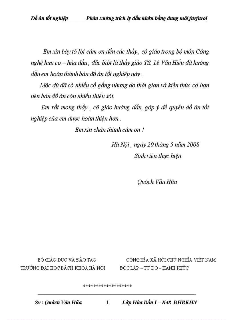 image for page Thiết kế phân xưởng trích ly sản xuất dầu nhờn bằng dung môi furfuro năng suất 450 000 tấn năm