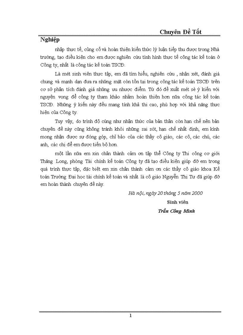 image for page Tổ chức kế toán TSCĐ và phân tích tình hình quản lý trang bị và sử dụng TSCĐ cở Công ty thi công cơ giới Thăng Long 1