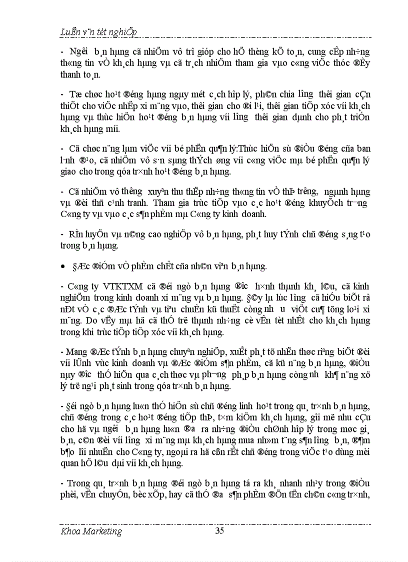 image for page Đẩy mạnh bán hàng cá nhân trong hoạt động tiêu thụ ở Công ty VTKTXM 1