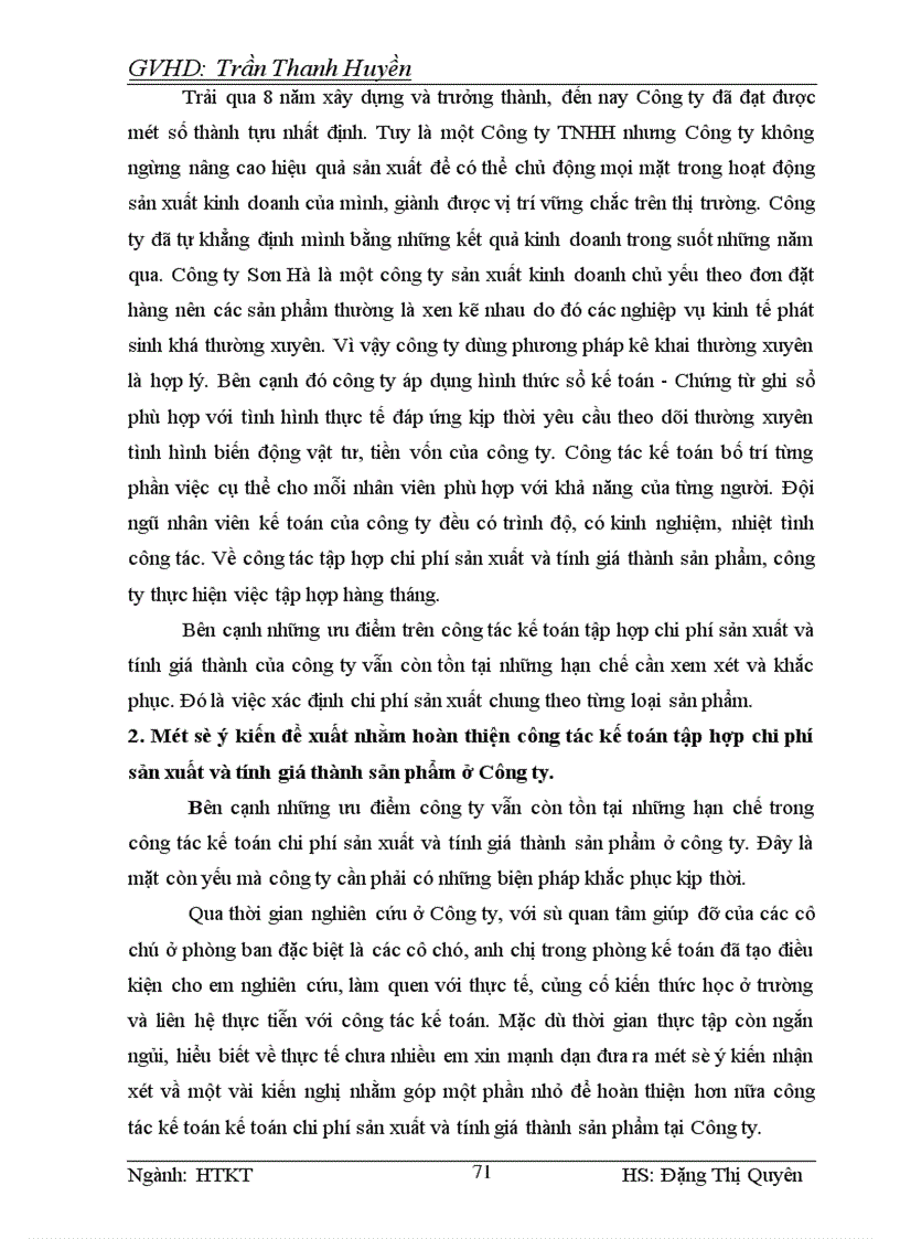 image for page Kế toán chi phí sản xuất và tính giá thành sản phẩm tại Công ty TNHH Sơn Hà 1