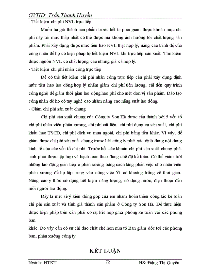 image for page Kế toán chi phí sản xuất và tính giá thành sản phẩm tại Công ty TNHH Sơn Hà 1