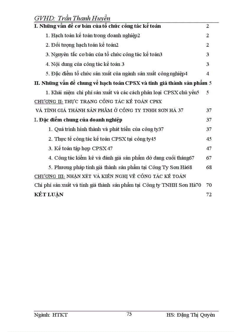 image for page Kế toán chi phí sản xuất và tính giá thành sản phẩm tại Công ty TNHH Sơn Hà 1