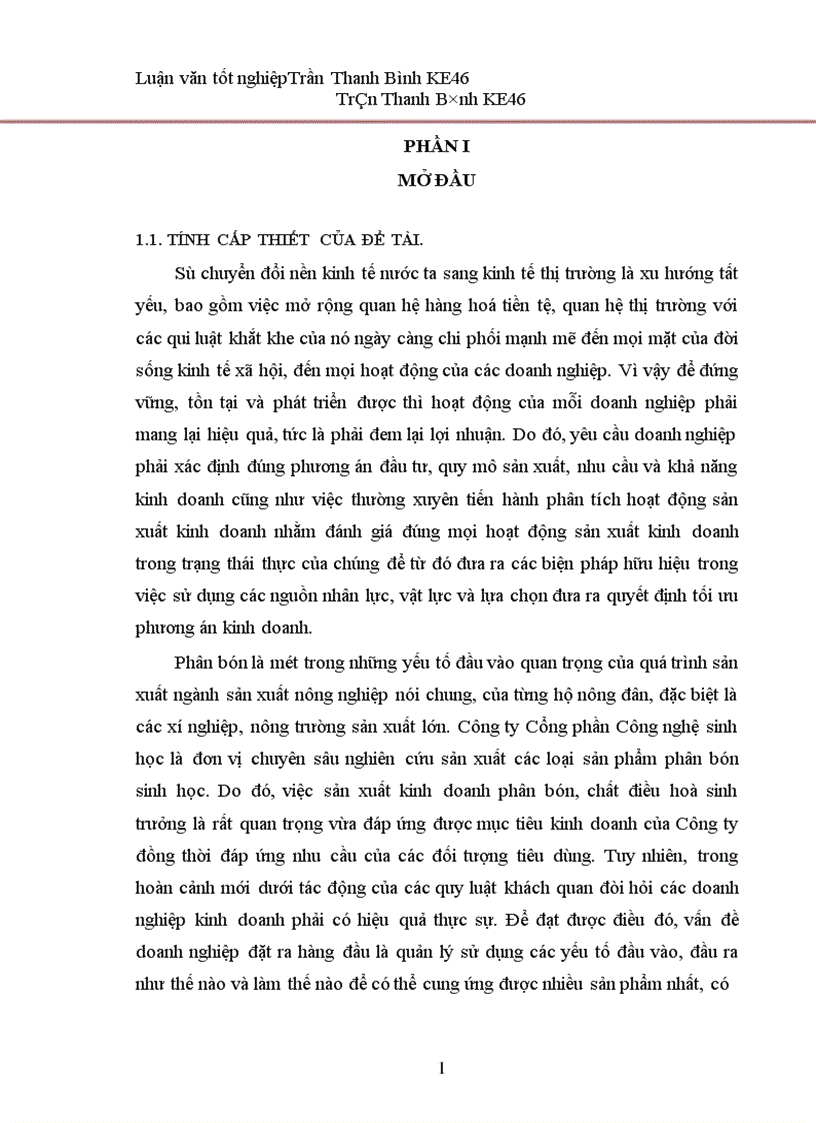image for page Phân tích hoạt động sản xuất kinh doanh của Công ty cổ phần Công nghệ sinh học 1
