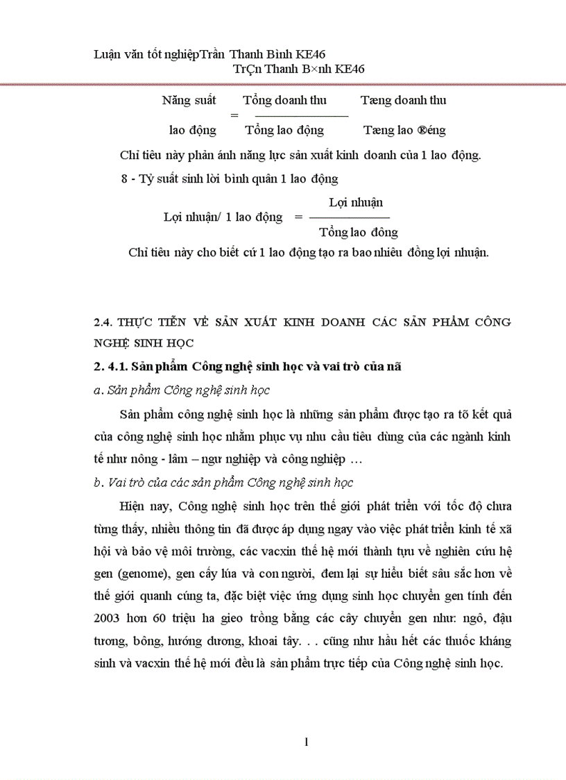 image for page Phân tích hoạt động sản xuất kinh doanh của Công ty cổ phần Công nghệ sinh học 1