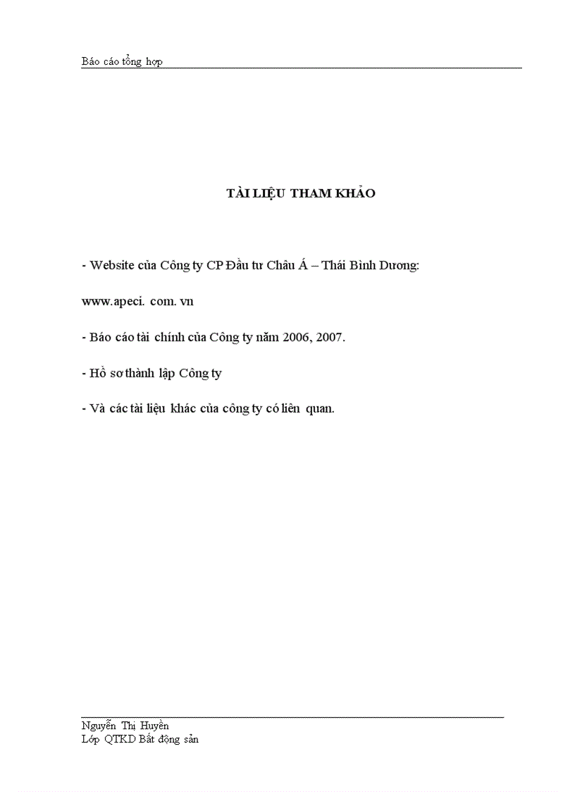 image for page Báo cáo thực tập tổng hợp của Công ty Cổ phần Đầu tư Châu Á Thái Bình Dương